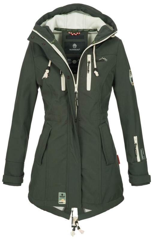 Marikoo Zimtzicke Damen Outdoor Softshell Jacke lang  B614 Grün Größe XXXL - Gr. 46