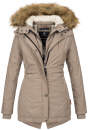 Marikoo Akira warme Damen Winter Jacke mit Kapuze B601 Taupe Größe XL - Gr. 42