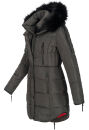 Marikoo warme Damen Winter Jacke Stepp Mantel lang B401 Anthrazit Größe S - Gr. 36