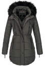 Marikoo warme Damen Winter Jacke Stepp Mantel lang B401 Anthrazit Größe M - Gr. 38