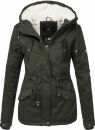 Marikoo Manolya Damen Winter Jacke Parka mit Teddyfell B376 Anthrazit Größe XS - Gr. 34