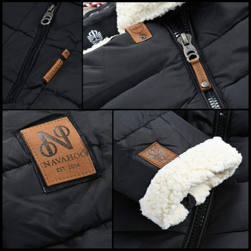 Navahoo Smoothy Damen Designer Winter Jacke gesteppt mit Teddyfell B652