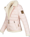 Navahoo Smoothy Damen Designer Winter Jacke gesteppt mit Teddyfell B652 Rosa Größe XL - Gr. 42