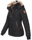 Marikoo Nekoo warm gefütterte Damen Winter Jacke mit Kunstfell B658 Schwarz Größe XS - Gr. 34