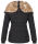 Marikoo Nekoo warm gefütterte Damen Winter Jacke mit Kunstfell B658 Schwarz Größe XS - Gr. 34