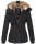 Marikoo Nekoo warm gefütterte Damen Winter Jacke mit Kunstfell B658 Schwarz Größe S - Gr. 36