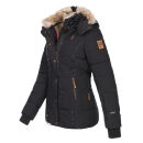 Marikoo Nekoo warm gefütterte Damen Winter Jacke mit Kunstfell B658 Schwarz Größe XL - Gr. 42