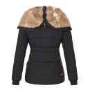 Marikoo Nekoo warm gefütterte Damen Winter Jacke mit Kunstfell B658 Schwarz Größe XXL - Gr. 44
