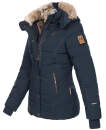 Marikoo Nekoo warm gefütterte Damen Winter Jacke mit Kunstfell B658 Navy Größe XS - Gr. 34