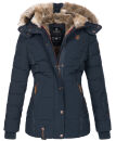 Marikoo Nekoo warm gefütterte Damen Winter Jacke mit Kunstfell B658 Navy Größe M - Gr. 38