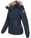 Marikoo Nekoo warm gefütterte Damen Winter Jacke mit Kunstfell B658 Navy Größe L - Gr. 40