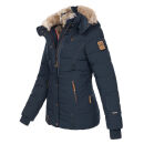 Marikoo Nekoo warm gefütterte Damen Winter Jacke mit Kunstfell B658 Navy Größe XL - Gr. 42