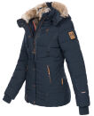 Marikoo Nekoo warm gefütterte Damen Winter Jacke mit Kunstfell B658 Navy Größe XXL - Gr. 44