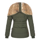 Marikoo Nekoo warm gefütterte Damen Winter Jacke mit Kunstfell B658 Olive Größe XS - Gr. 34