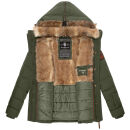 Marikoo Nekoo warm gefütterte Damen Winter Jacke mit Kunstfell B658 Olive Größe XS - Gr. 34