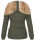 Marikoo Nekoo warm gefütterte Damen Winter Jacke mit Kunstfell B658 Olive Größe XS - Gr. 34
