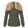 Marikoo Nekoo warm gefütterte Damen Winter Jacke mit Kunstfell B658 Olive Größe XS - Gr. 34