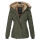 Marikoo Nekoo warm gefütterte Damen Winter Jacke mit Kunstfell B658 Olive Größe M - Gr. 38