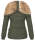 Marikoo Nekoo warm gefütterte Damen Winter Jacke mit Kunstfell B658 Olive Größe XL - Gr. 42