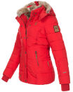 Marikoo Nekoo warm gefütterte Damen Winter Jacke mit Kunstfell B658 Rot Größe XS - Gr. 34