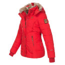 Marikoo Nekoo warm gefütterte Damen Winter Jacke mit Kunstfell B658 Rot Größe L - Gr. 40