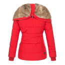 Marikoo Nekoo warm gefütterte Damen Winter Jacke mit Kunstfell B658 Rot Größe L - Gr. 40