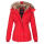 Marikoo Nekoo warm gefütterte Damen Winter Jacke mit Kunstfell B658 Rot Größe L - Gr. 40