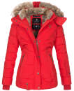 Marikoo Nekoo warm gefütterte Damen Winter Jacke mit Kunstfell B658 Rot Größe XXL - Gr. 44