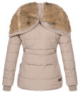 Marikoo Nekoo warm gefütterte Damen Winter Jacke mit Kunstfell B658 Taupe Größe XS - Gr. 34