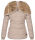 Marikoo Nekoo warm gefütterte Damen Winter Jacke mit Kunstfell B658 Taupe Größe XS - Gr. 34