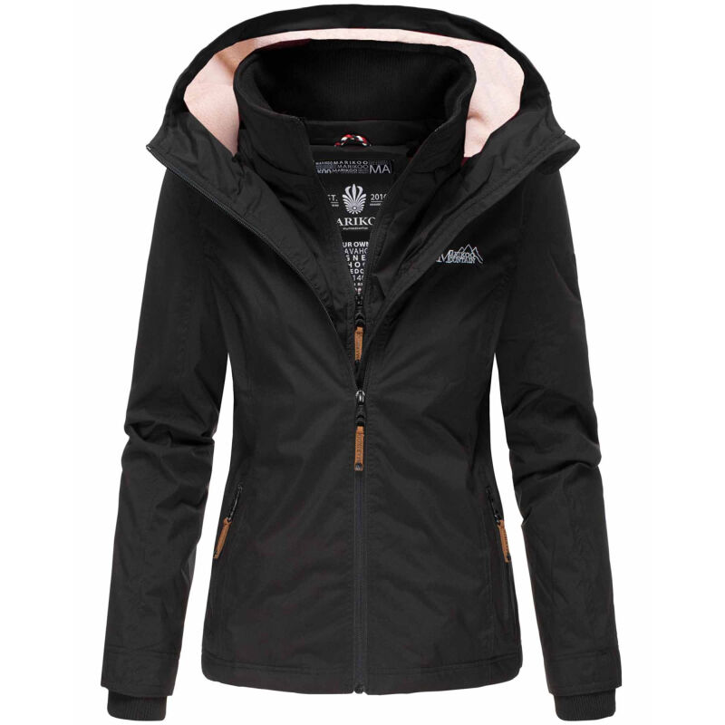 Marikoo Erdbeere Designer Damen Winter leicht gefüttert mit Kapuze B659 Schwarz Größe S - Gr. 36