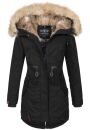 Navahoo warme Damen Winter Jacke lang mit Kunstfell B660 Schwarz Größe XS - Gr. 34