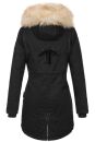 Navahoo warme Damen Winter Jacke lang mit Kunstfell B660 Schwarz Größe M - Gr. 38