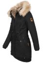 Navahoo warme Damen Winter Jacke lang mit Kunstfell B660 Schwarz Größe XL - Gr. 42