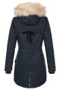 Navahoo warme Damen Winter Jacke lang mit Kunstfell B660 Navy Größe XS - Gr. 34