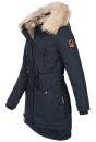 Navahoo warme Damen Winter Jacke lang mit Kunstfell B660...