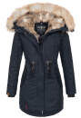 Navahoo warme Damen Winter Jacke lang mit Kunstfell B660 Navy Größe S - Gr. 36