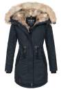 Navahoo warme Damen Winter Jacke lang mit Kunstfell B660 Navy Größe M - Gr. 38