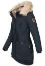 Navahoo warme Damen Winter Jacke lang mit Kunstfell B660 Navy Größe L - Gr. 40