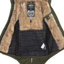 Navahoo warme Damen Winter Jacke lang mit Kunstfell B660 Olive Größe XS - Gr. 34