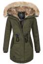 Navahoo warme Damen Winter Jacke lang mit Kunstfell B660 Olive Größe XL - Gr. 42