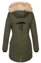 Navahoo warme Damen Winter Jacke lang mit Kunstfell B660 Olive Größe XXL - Gr. 44