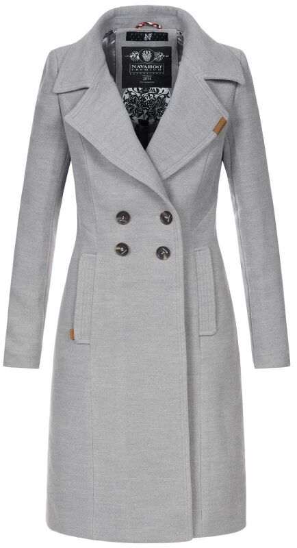 Navahoo Wooly Damen Trenchcoat Winter Mantel B661 Hellgrau Größe S - Gr. 36