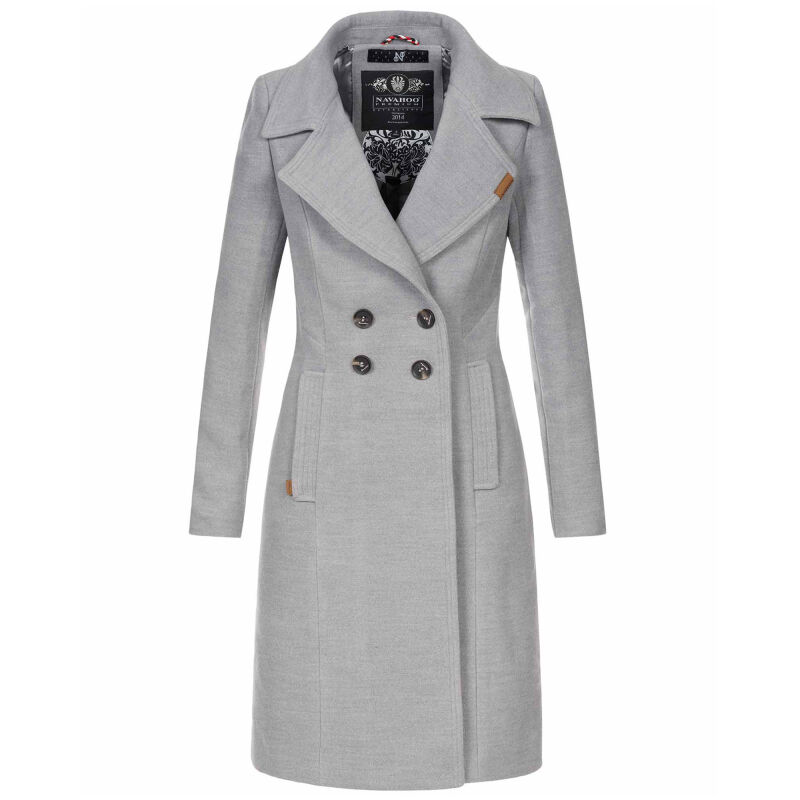 Navahoo Wooly Damen Trenchcoat Winter Mantel B661 Hellgrau Größe S - Gr. 36