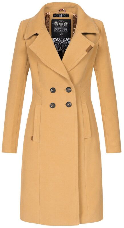 Navahoo Wooly Damen Trenchcoat Winter Mantel B661 Camel Größe M - Gr. 38