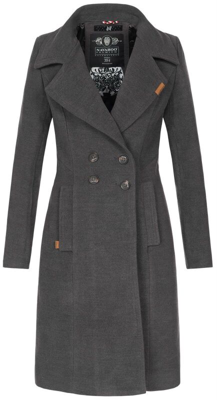 Navahoo Wooly Damen Trenchcoat Winter Mantel B661 Anthrazit Größe XS - Gr. 34