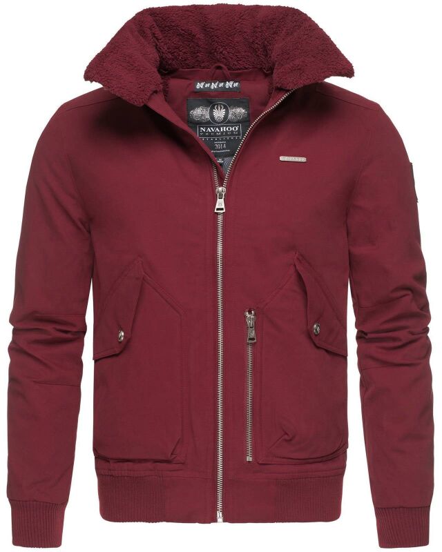 Navahoo Herren kurze Piloten Winter Jacke mit Teddyfell und Hochkragen B663 Bordeaux Größe XXL - Gr. 2XL