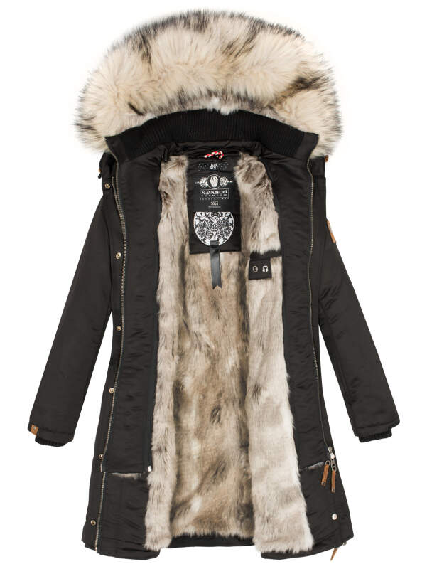 Navahoo Daylight Premium warme Damen Winter Jacke Parka mit Kunstfell B664 Schwarz Größe XS - Gr. 34