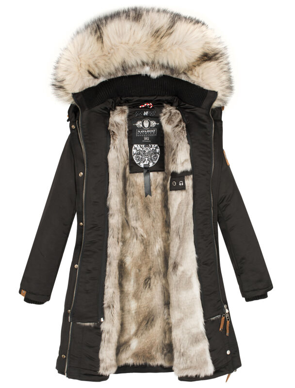 Navahoo Daylight Premium warme Damen Winter Jacke Parka mit Kunstfell B664 Schwarz Größe S - Gr. 36
