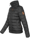 Marikoo Poisen Damen Winter Jacke Stepp Winterjacke mit Stehkragen warm gefüttert B667 Schwarz Größe M - Gr. 38